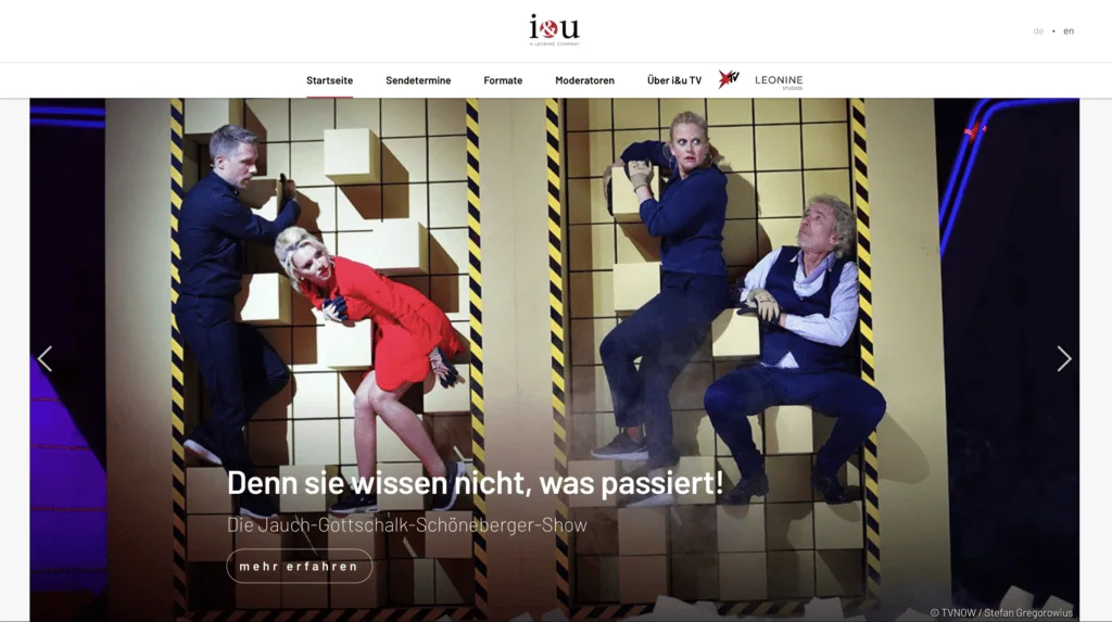 Homepage i&u TV - Website Relaunch P3000