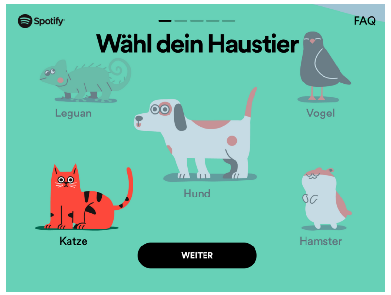 Verschiedene gezeichnete Haustiere auf grünem Hintergrund